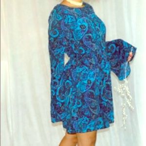 Bell Sleeve Paisley Print Dress- NWT